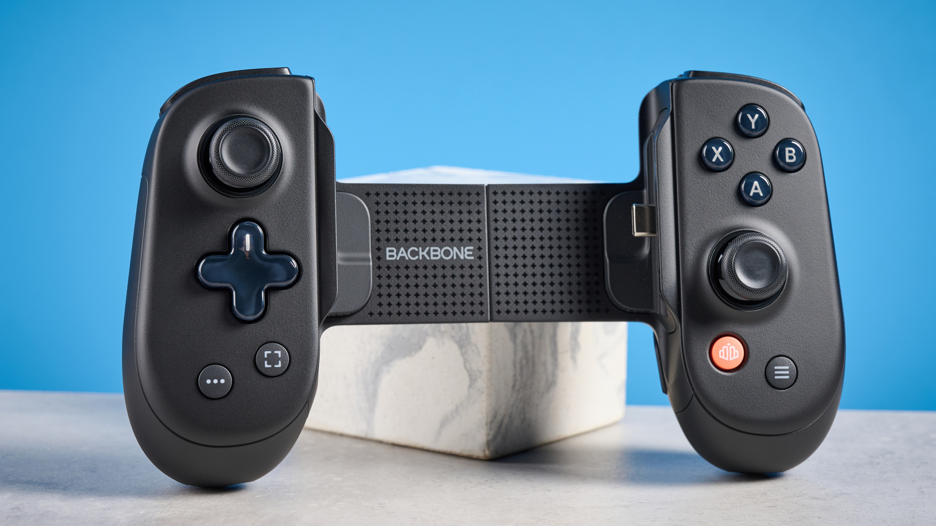 A black Backbone Pro mobile gaming controller