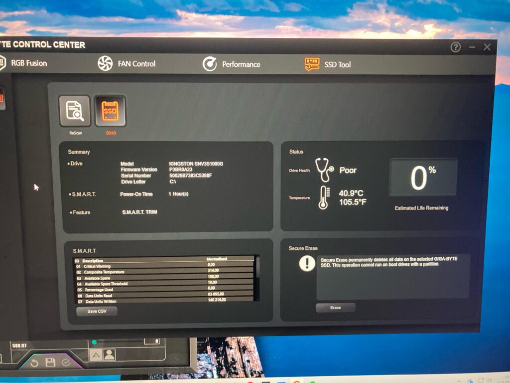 New ssd 0% health?