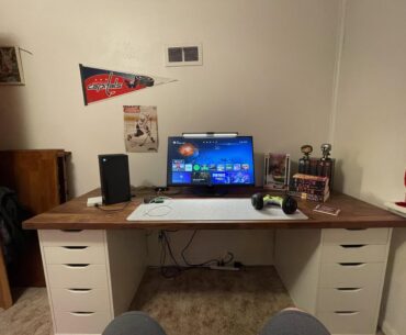 Basic console setup.  Small room but it works lol.