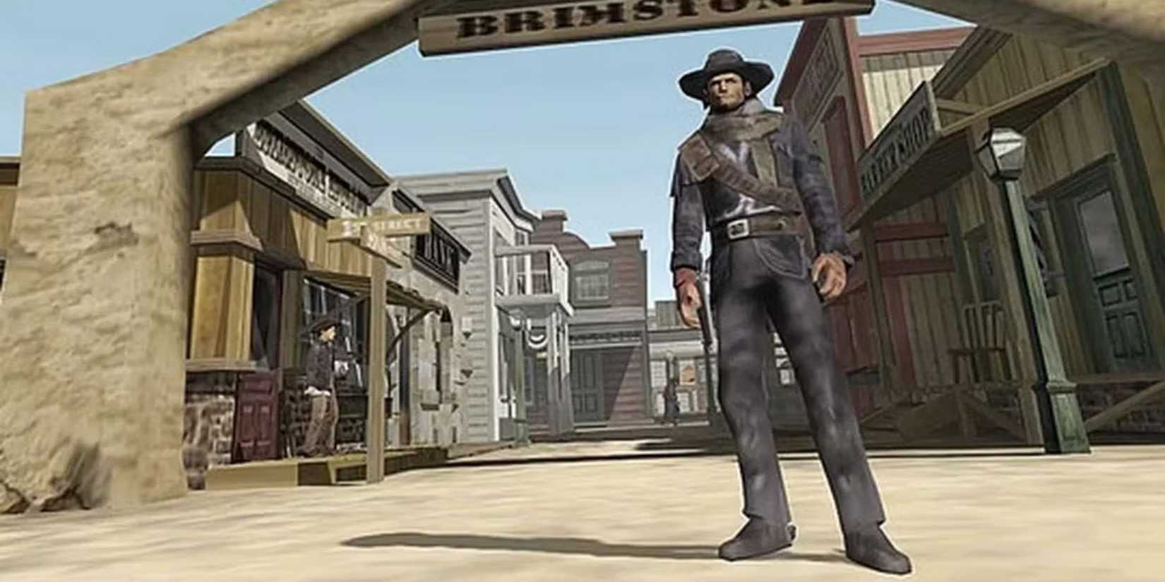 Red Harlow outside Brimstone in Red Dead Revolver