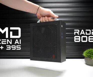Ryzen AI Max 395 mini PC with Framework mainboard showcasing compact gaming design.