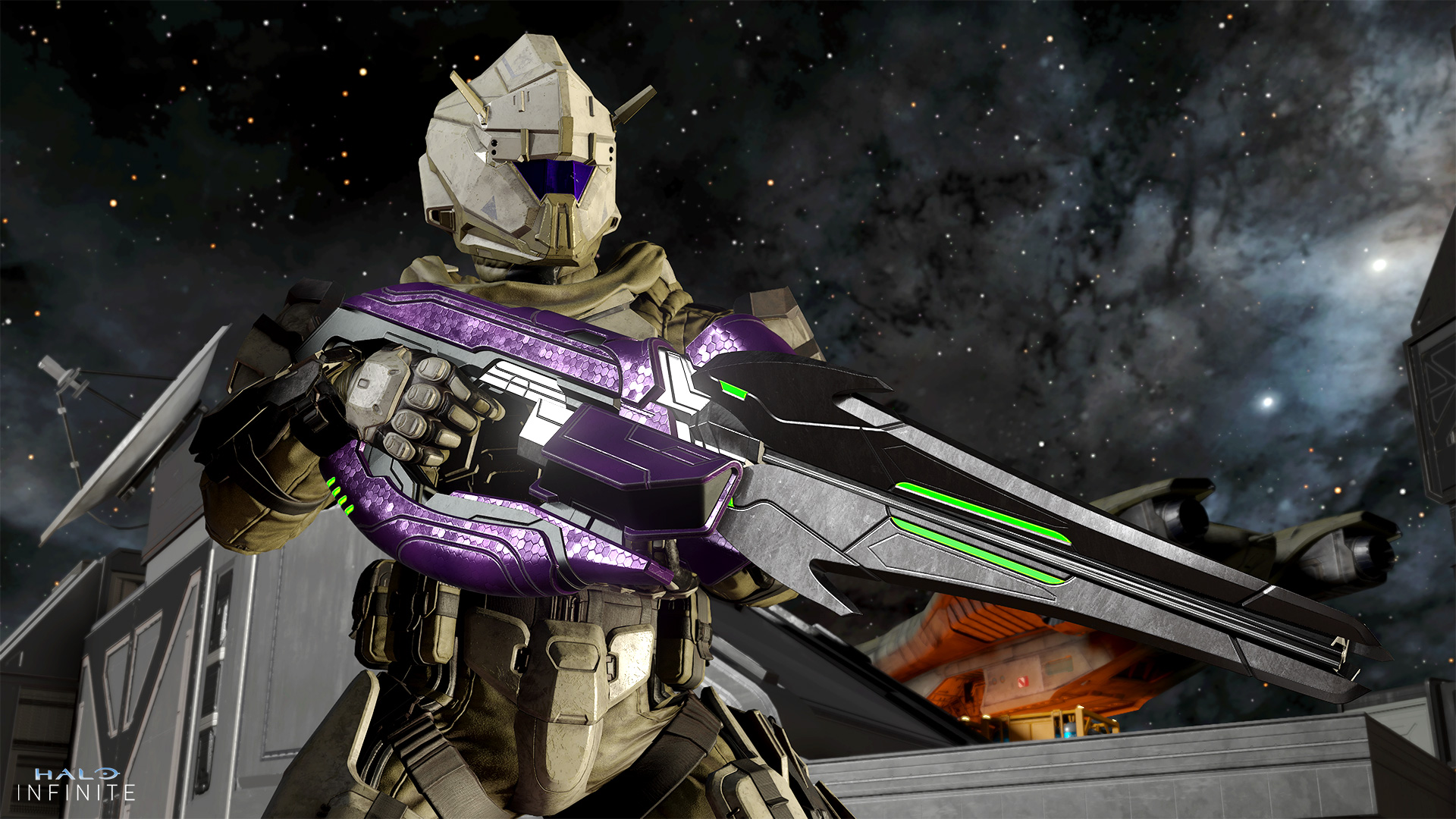 A Spartan holding the new Vestige Carbine, one of the featured weapons in the new playlist.