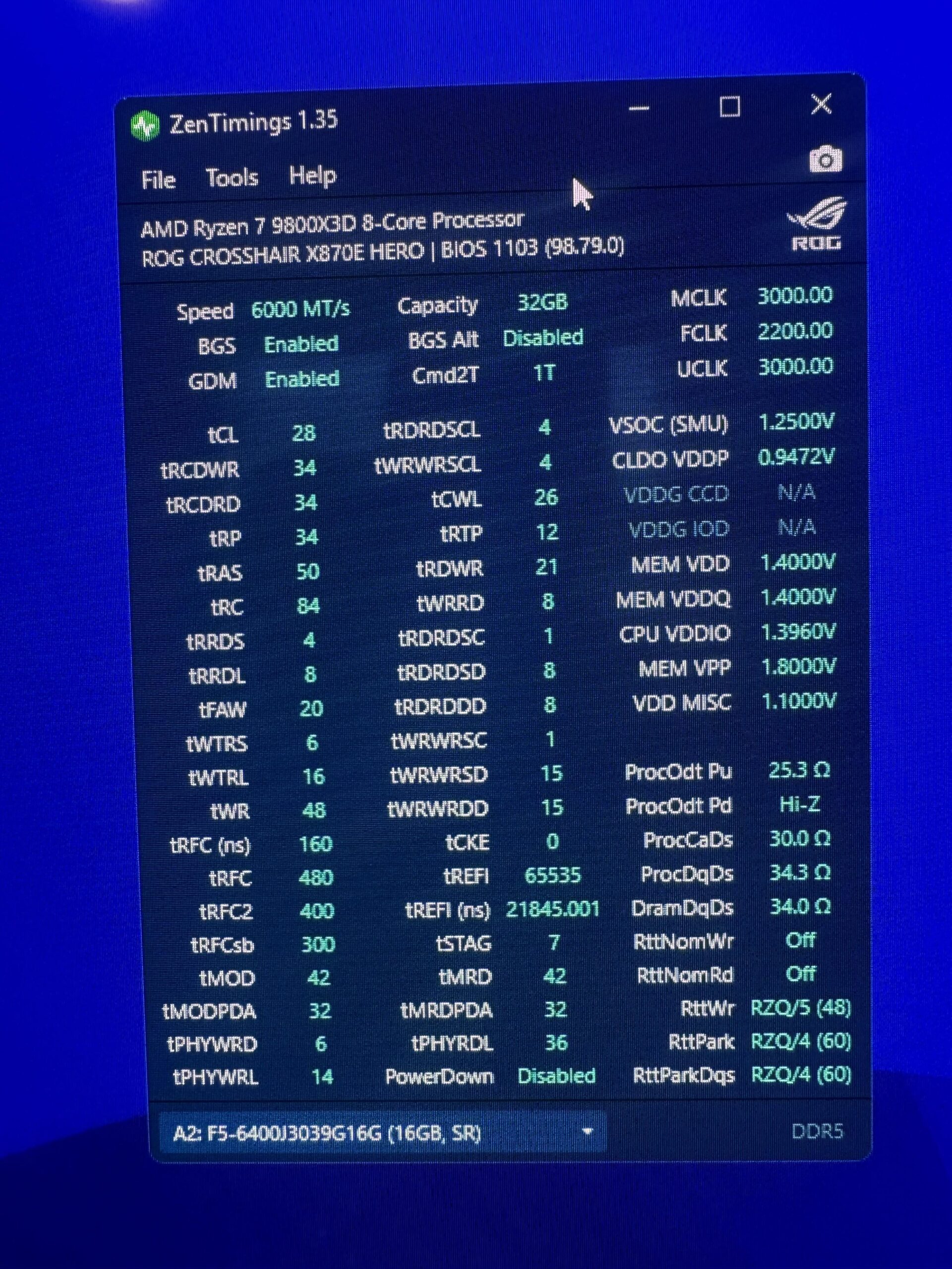 9800 x3d high Ns score with tight timings 9800 x3d high Ns score with tight timings