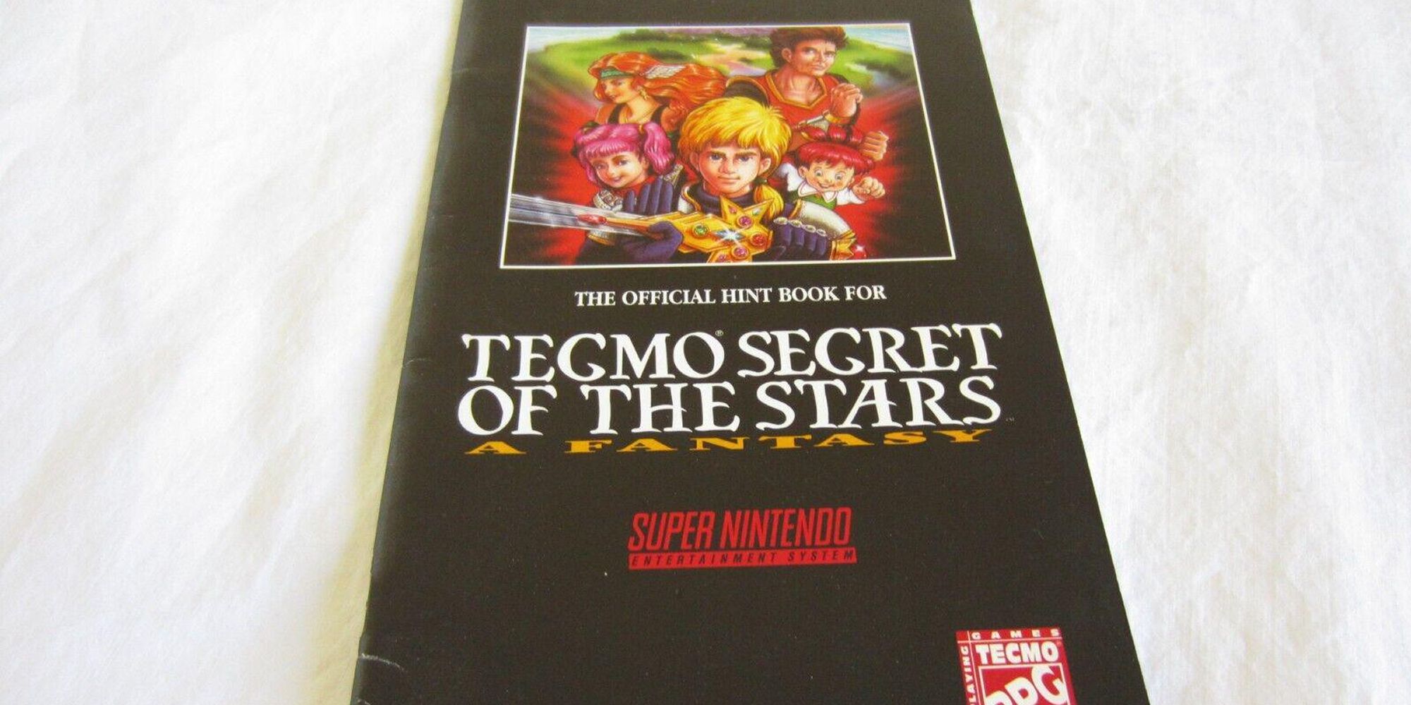 Tecmo Secret Of The Stars Strategy Guide cover featuring party of heroes.