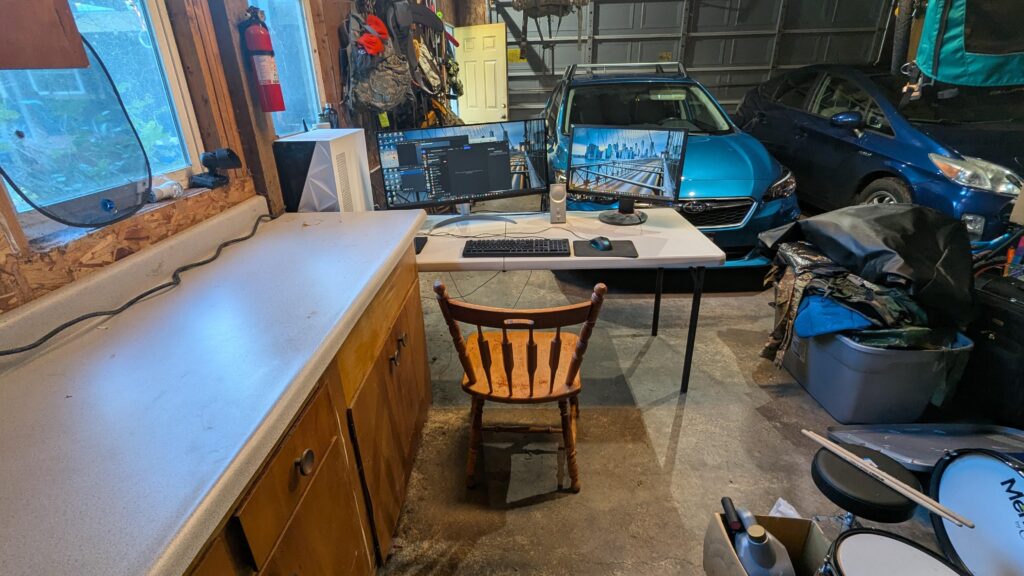 I moved my setup to my garage because I have three kids now.