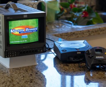 Very psyched about my recent yard sale purchase: a lovely black "Sega Sports" edition Dreamcast! It's in great shape overall and the previous owner even installed a nice DreamPSU after the original power supply died. Looks fantastic connected to my Sony PVM-8045Q via RetroTINK Component cables