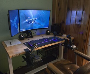 Upgraded from my old kitchen table and T Flight sticks setup