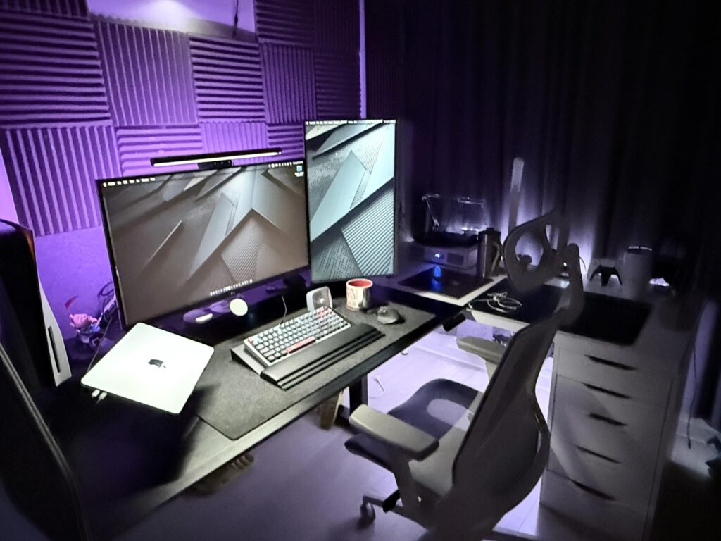 My updated setup at night