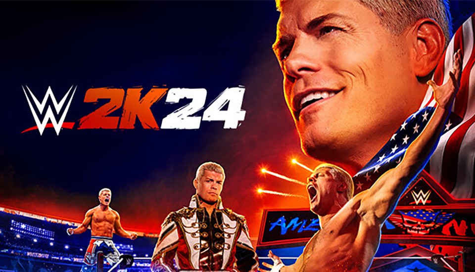 WWE 2K24 video game cover art.
