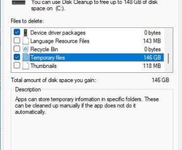 146 GB of temp files