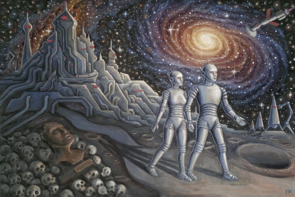 Transhumanist walk. Oil painting by me