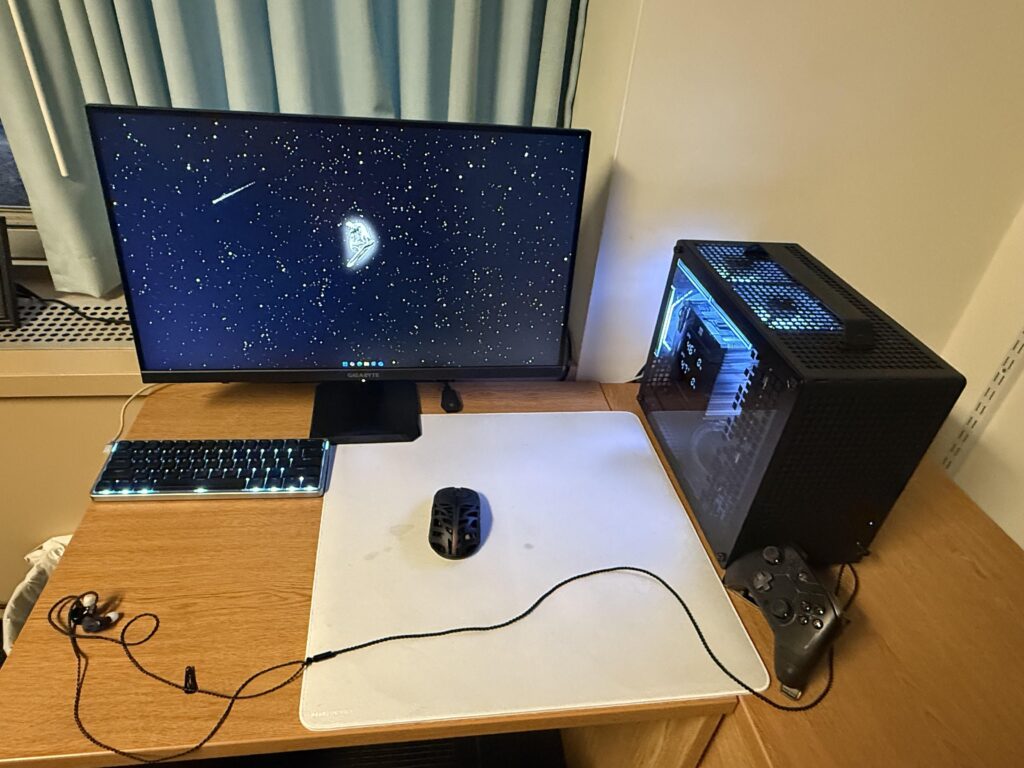 Dorm room gaming setup