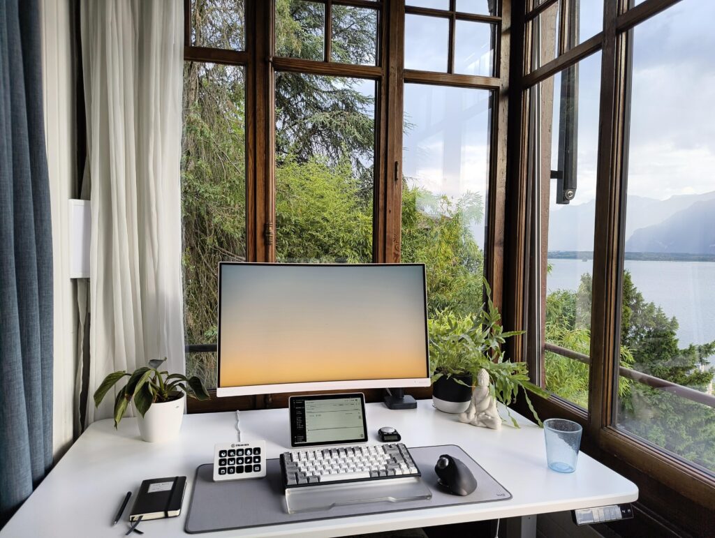 cosy bamboo forest workspace