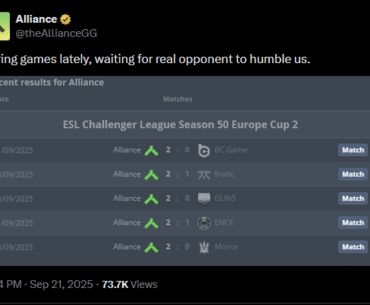 Alliance on X: Boring games lately, waiting for real opponent to humble us.