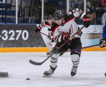 Aberdeen Wings forward Adam Pitters drives the puck towards the net during the first period of the Wings' 2-1 exhibition win over St. Cloud Saturday, Sept. 13 at the Odde Ice Center. The Wings host Watertown in the regular season opener Friday, Sept. 19. Aberdeen Insider photo by Allie Hoekman.