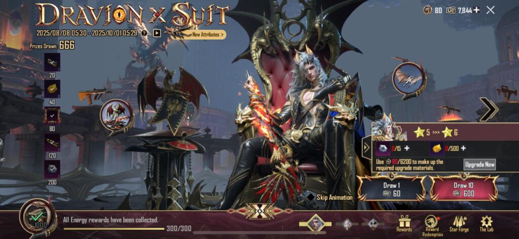 Took 666 spins almost 40k uc but got all and x suit at 5 star
