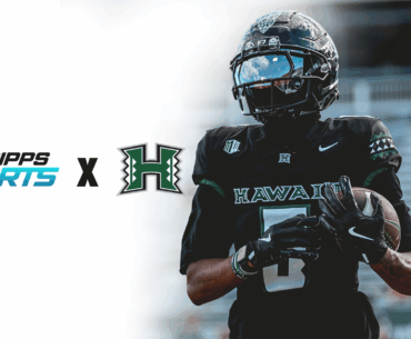 University of Hawaii football player with Scripps Sports logo