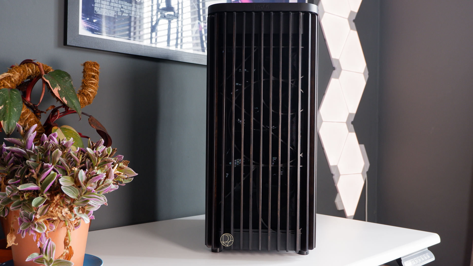 A gaming PC in the process of being built, using Radeon and Ryzen components and an Asus Pro Art PA401 PC case.