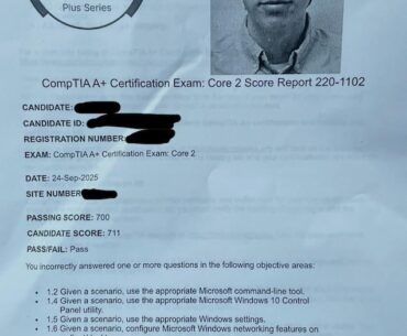 For all of you with who care about these, I finished my CompTIA A+ certification!