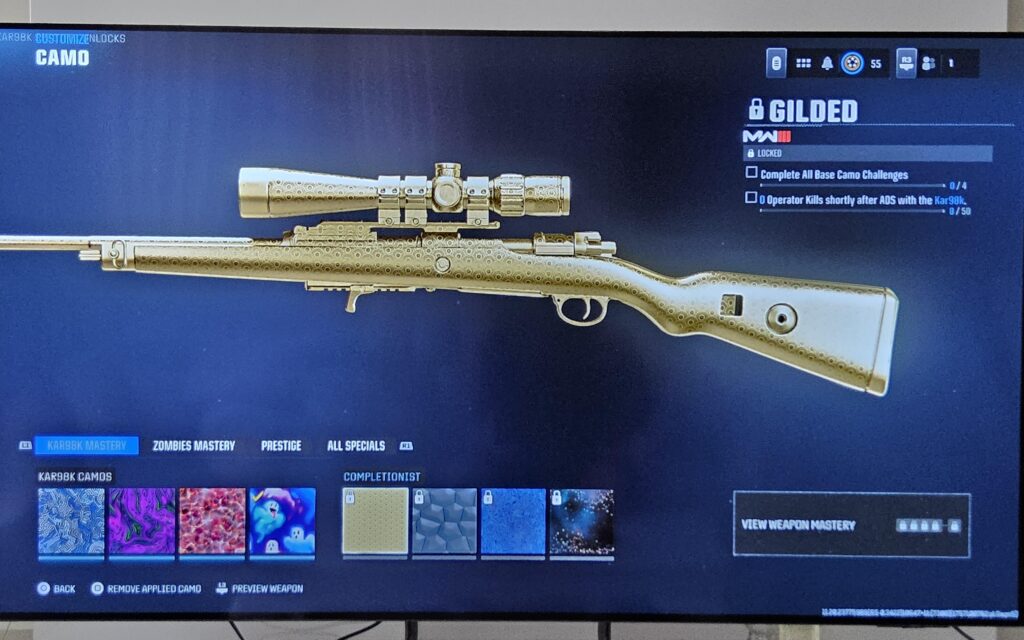 İ completed all camo challanges for kar98k but looks like game didnt count them, How can ı unlock gilded skin ?