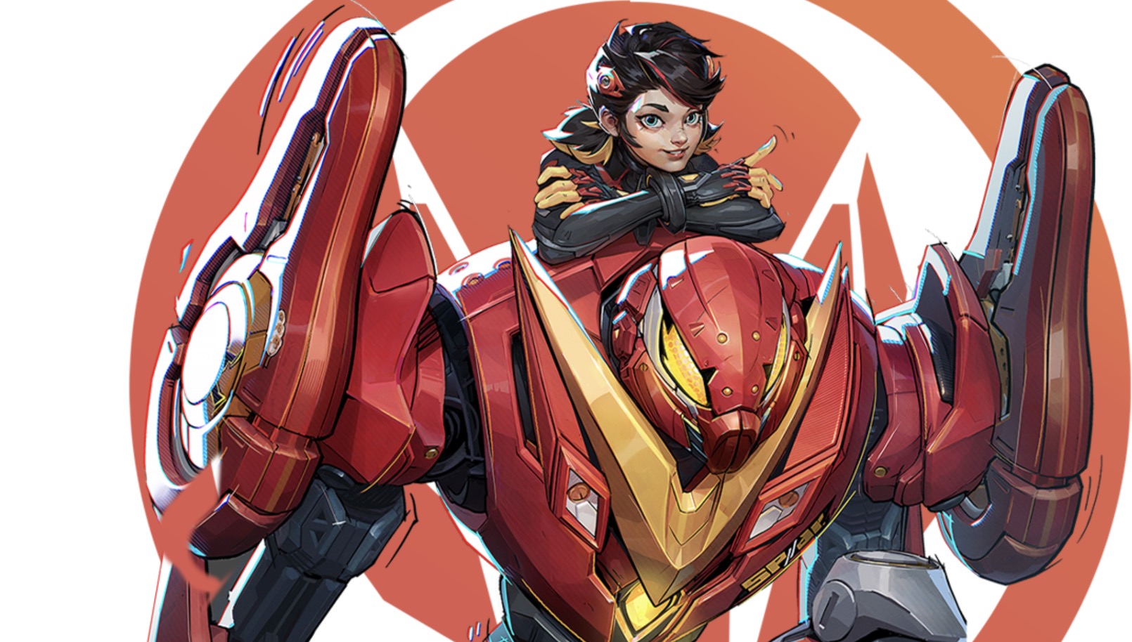 Peni Parker against a red spider-icon