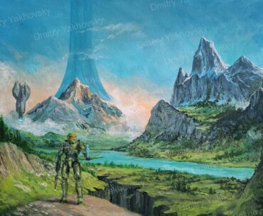 Halo inspired oil painting of the Ring World, me