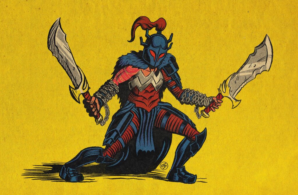 Remember when we were supposed to get a Wonder Woman video game? Thinking about that gave me the idea to give Absolute Wonder Woman the Blades of Chaos from God of War. Art by me