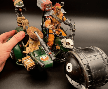I made a 1/12 scale (6in) Mario Kart/Mad Max themed Bowser figure a while back and now he has his ride. May he ride eternal on the Rainbow road.