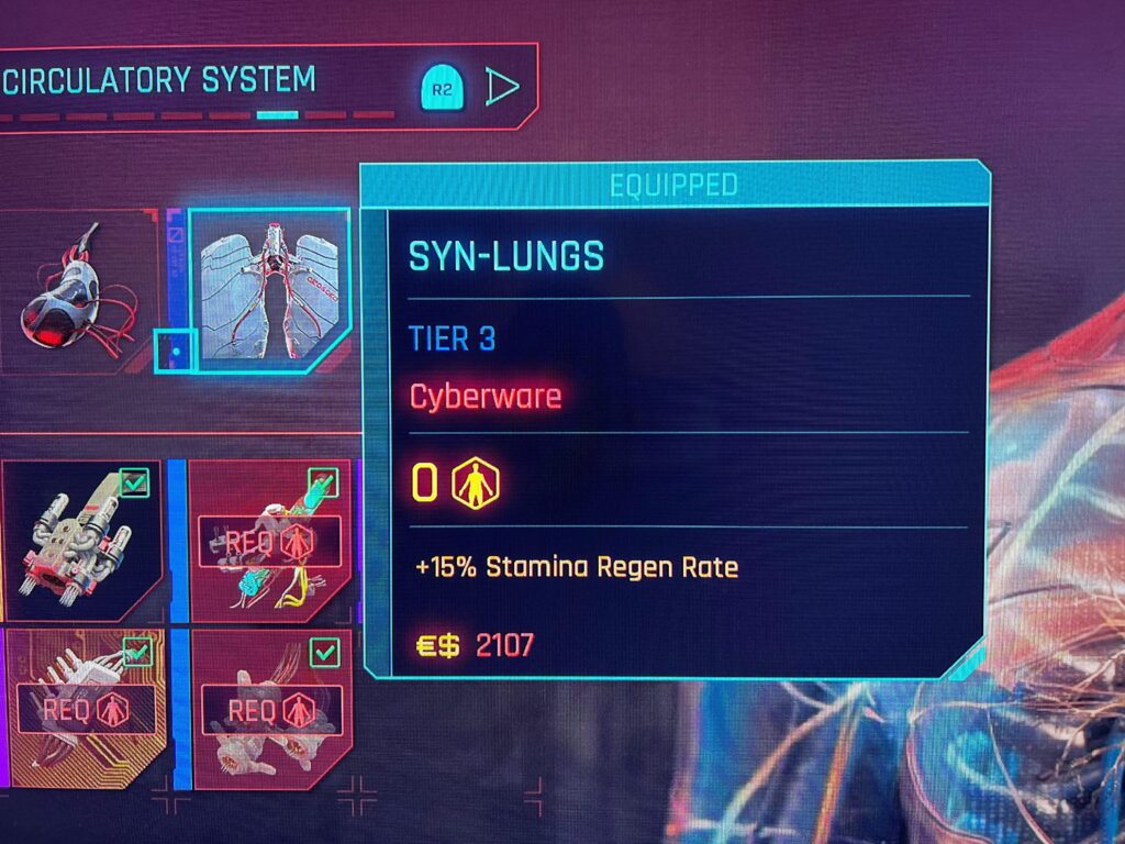 Synth-Lungs (i’m thinking this is cyber wear that transferred over from a PS4 game.)