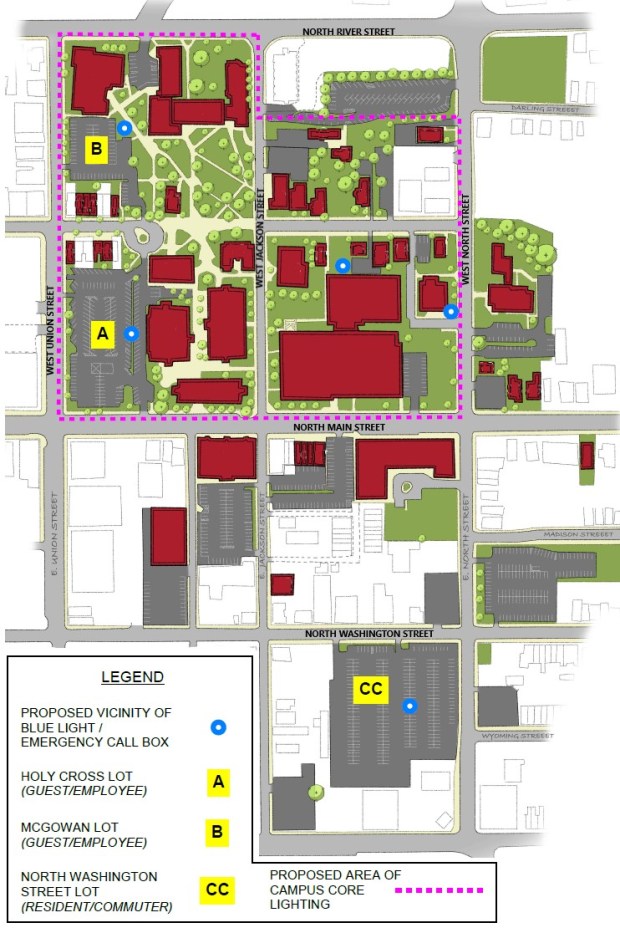 King's College officials want to make the Wilkes-Barre campus and surrounding Downtown safer by installing new lighting as part of a safety and security project they hope will be funded in part by state grants. (COURTESY OF KING'S COLLEGE)