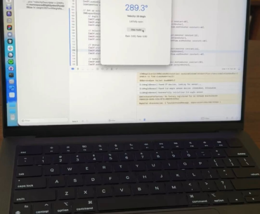 MacBook has a sensor that knows the exact angle of the screen hinge.