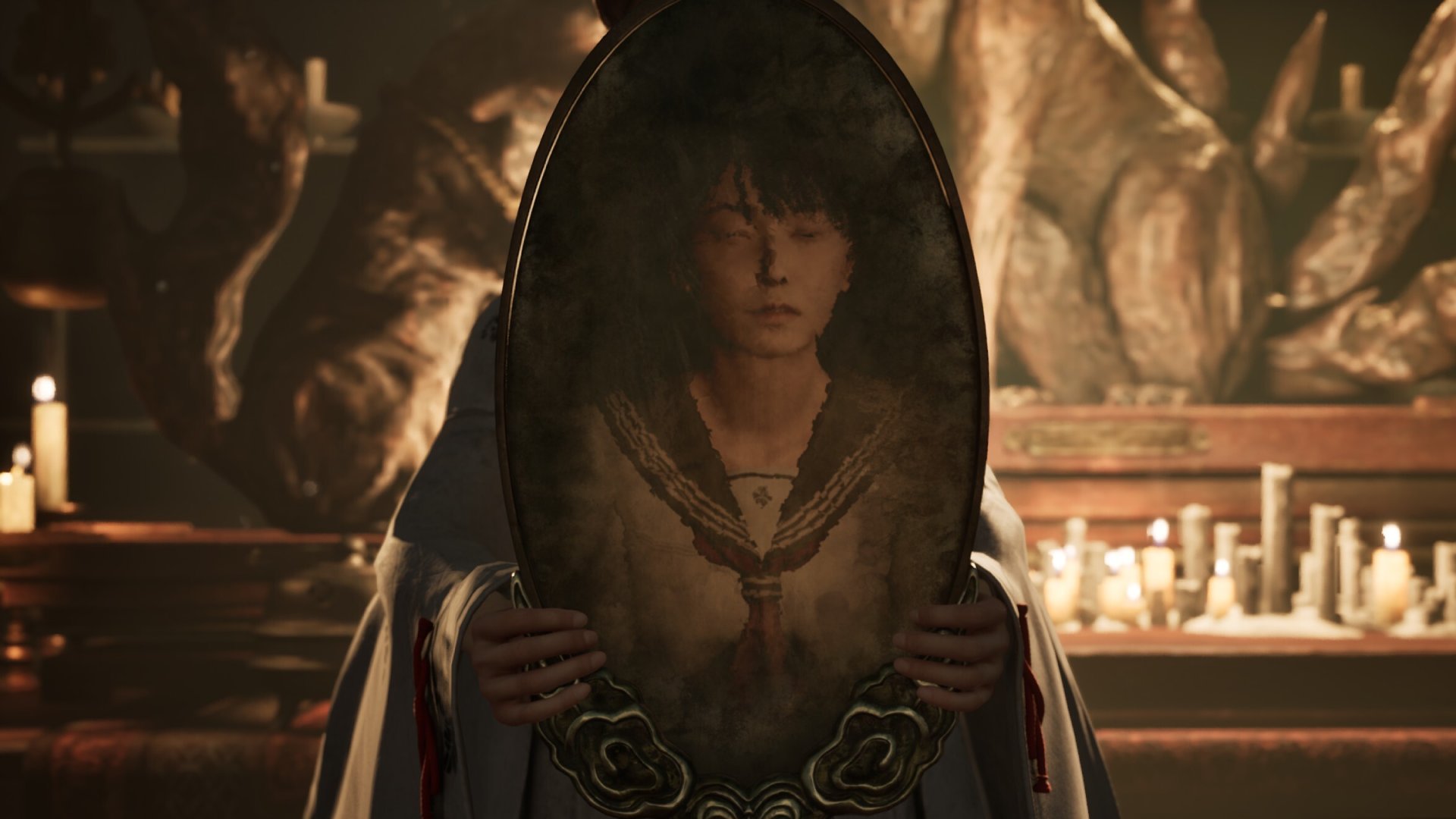 Silent Hill F release date and launch times Looking at myself in a mirror.