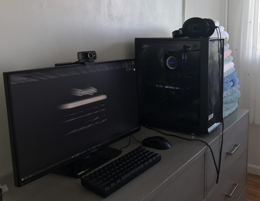 I don't have a desk so I improvised with a dresser