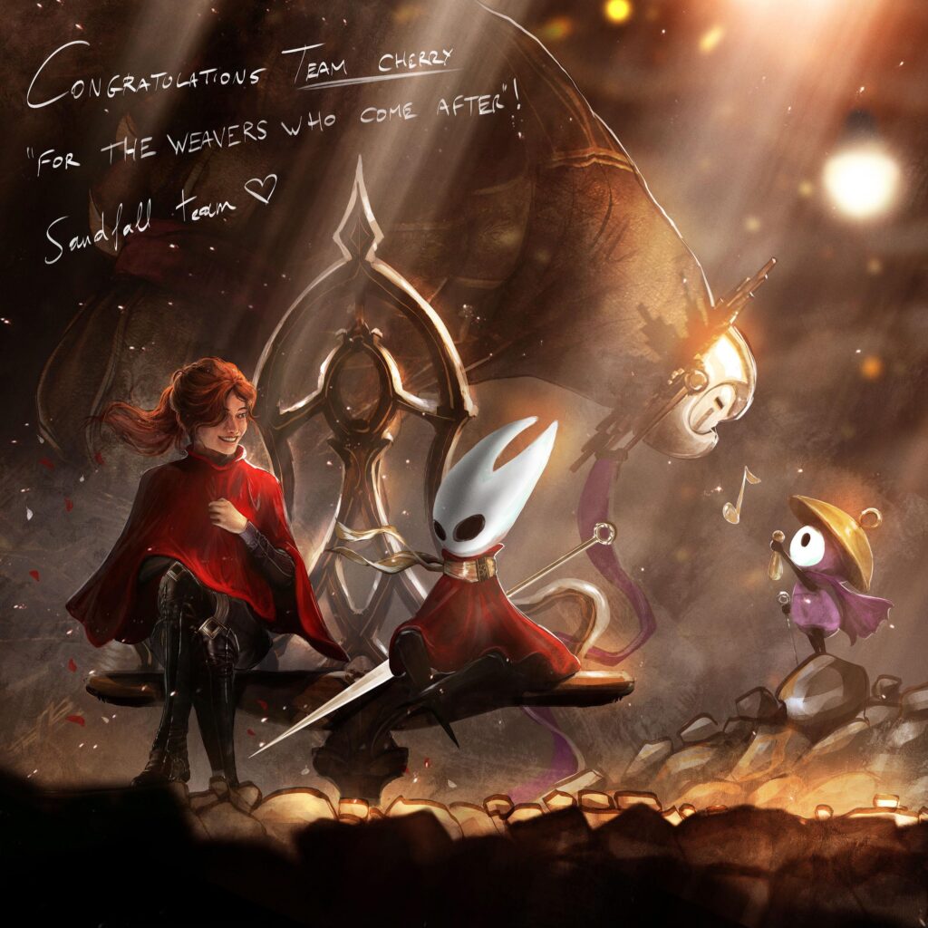 Sandfall Games message to Team Cherry | Congratulations Team Cherry on the release of Silksong, a precious game made with love and care❤️