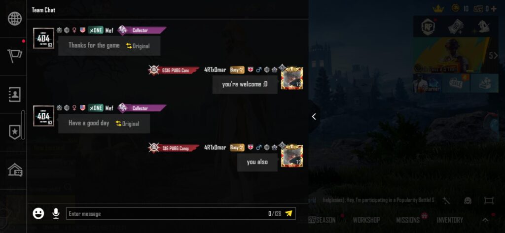I was randomly playing a 1v1 wow mode and got matched with a good player. I managed to win 20-15. The opponent invited me to the team and messaged me this.