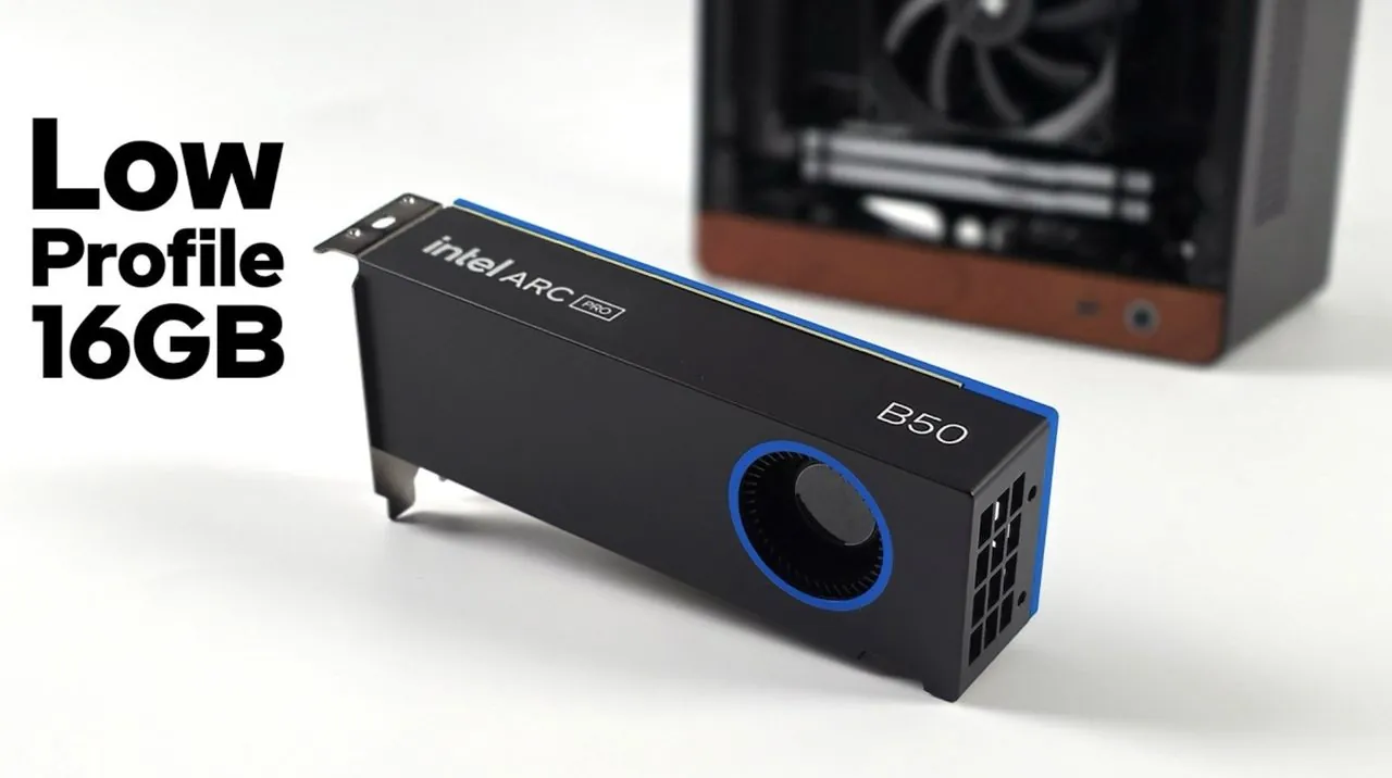 Compact Intel Arc Pro B50 GPU designed for gaming and AI workloads