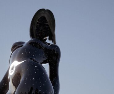 Made this mod that turns your V's body into an interstellar being with a glowing black hole on the stomach (The stars and blackhole glow in the dark too)
