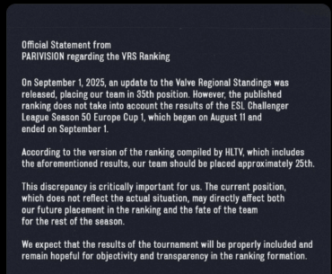 [PARIVISION] Statement regarding VRS ranking