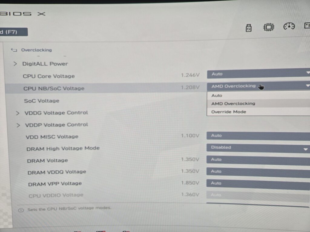 What is the difference between AMD Overclocking and Override mode on soc voltage?