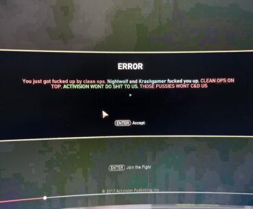 Got kicked out of a game and got the following message.....what a bunch of losers