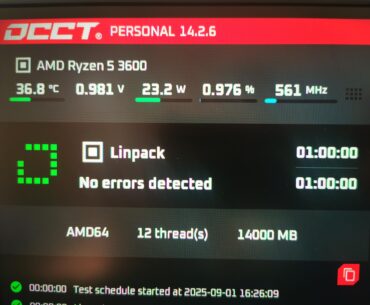 1.0 Volt 3.6GHz Ryzen 3600 undervolt!!!