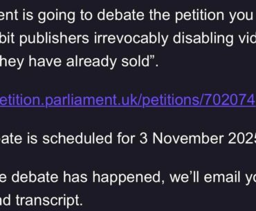 To those of you who signed the stop killing games UK petition, they will debate this in parliament soon.