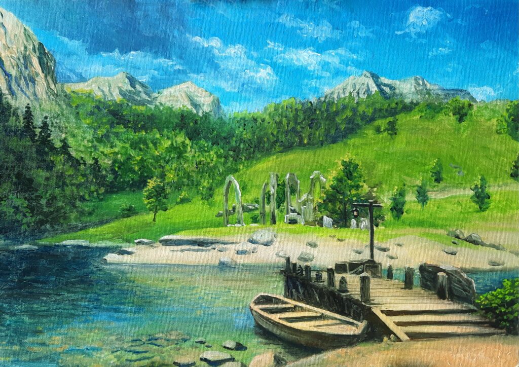 Exiting Imperial City sewers in Elder Scrolls Oblivion, my oil painting