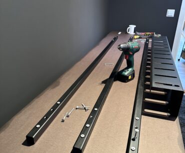 98 inch Karlby desk won’t bend with these custom 3x 63 inch galvanized steel rods #WIP