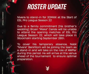 Maka to miss EPL 22, Nivera to stand-in for 3DMAX
