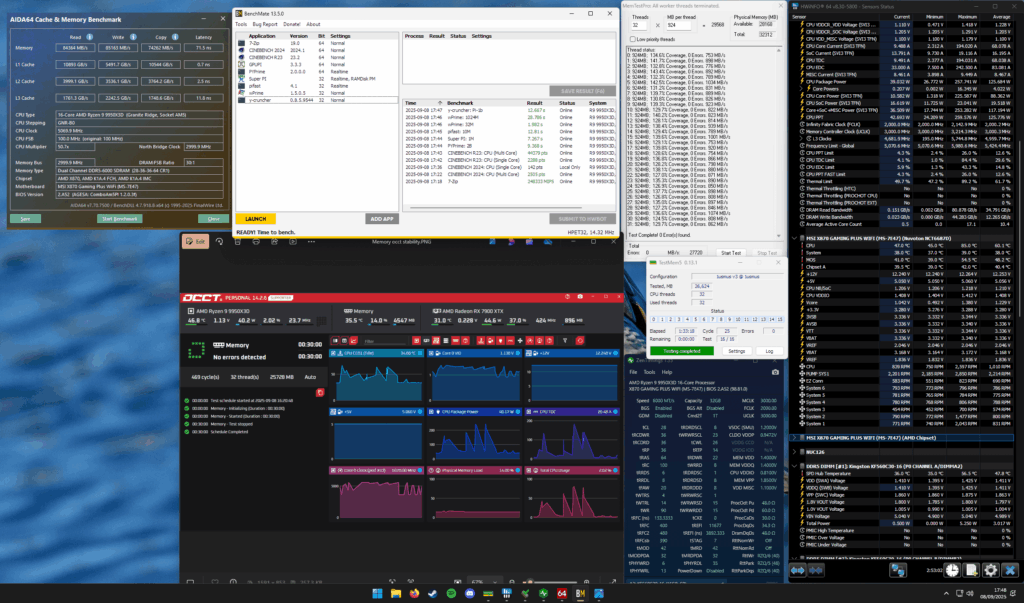Got a new 9950X3d, paired with Hynix A die, fiddled a bit, seems stable at 28CL, just wondering what direction to go next? Got a new 9950X3d, paired with Hynix A die, fiddled a bit, seems stable at 28CL, just wondering what direction to go next?