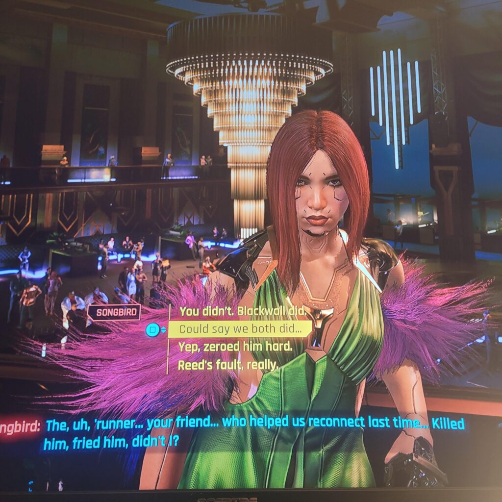 Who is Songbird referring to in this statement? I'm kinda astonished that I don't know and this is my second playthrough