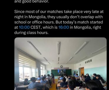 The cultural impact of The MongolZ: students with good grades are allowed to watch their matches while in school.