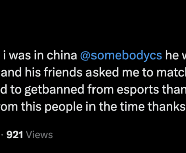 BOROS while in China got approached by somebody and friends and was asked to match fix while the latter was in Rare Atom