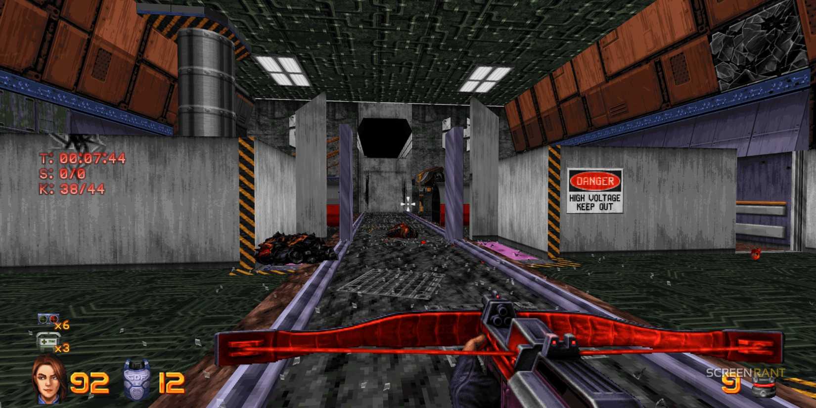 Shooting a robot with a crossbow in Ion Fury.